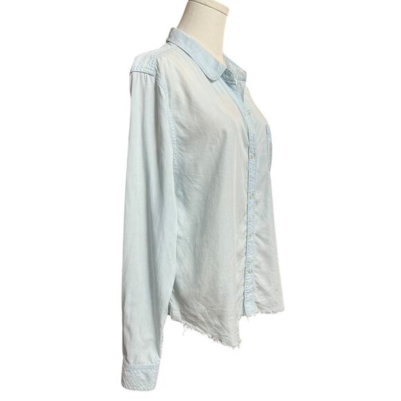 Rails Ingrid Raw Light Vintage Shirt Size Large Tencel Denim Long Sleeves - Picture 7 of 12